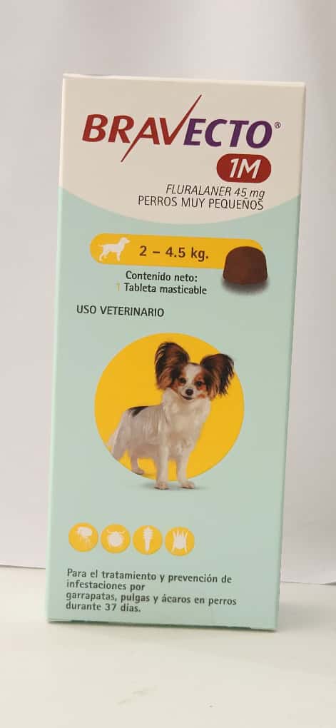 Bravecto 1M 2 - 4.5 kg 45 mg Perros Pequeños Fluralaner