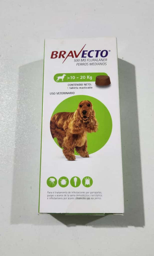 Bravecto 10 - 20 Kg 500 mg  Para Perros
