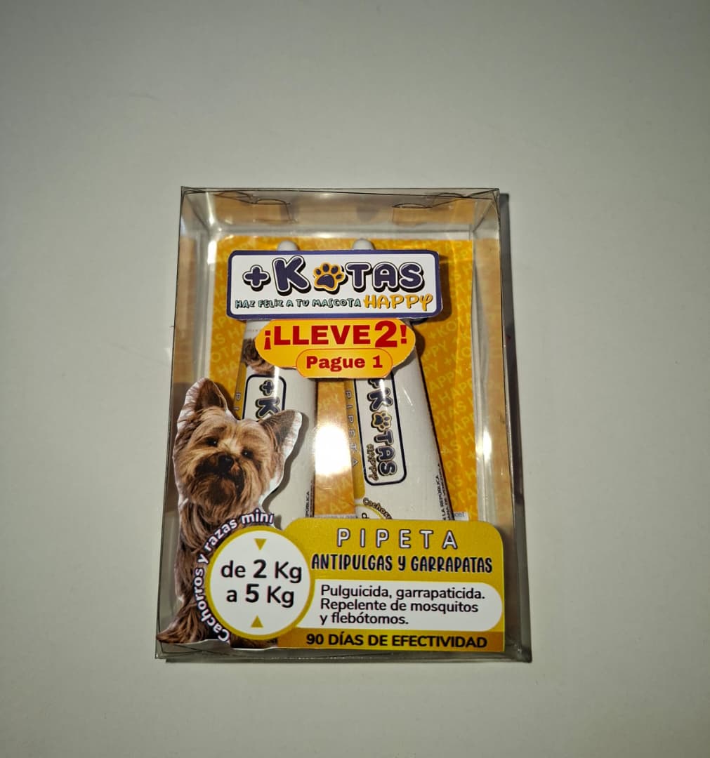 Pipeta Antipulgal y Garrapatas +Kotas de 2 kg a 5 kg. 90 Días de Efectividad