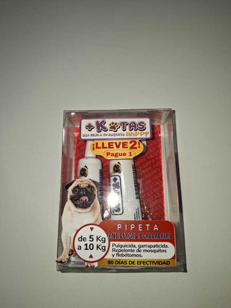 Pipeta Antipulgas y Garrapatas +Kotas de 5 kg a 10 kg. 90 Días de Efectividad
