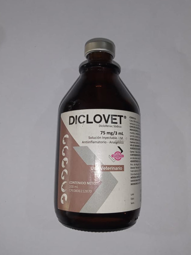 Disclofenac Sodico Inyectable Diclovet Cont 100 ml
