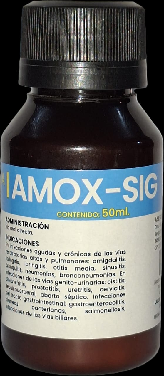 Amox-Sig 50 ml para Perros y Gatos Vía Oral  Amoxicilina