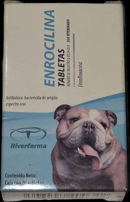 Antibiótico Enrocilina para Perros en Tabletas Cont Caja con 20 Tabletas