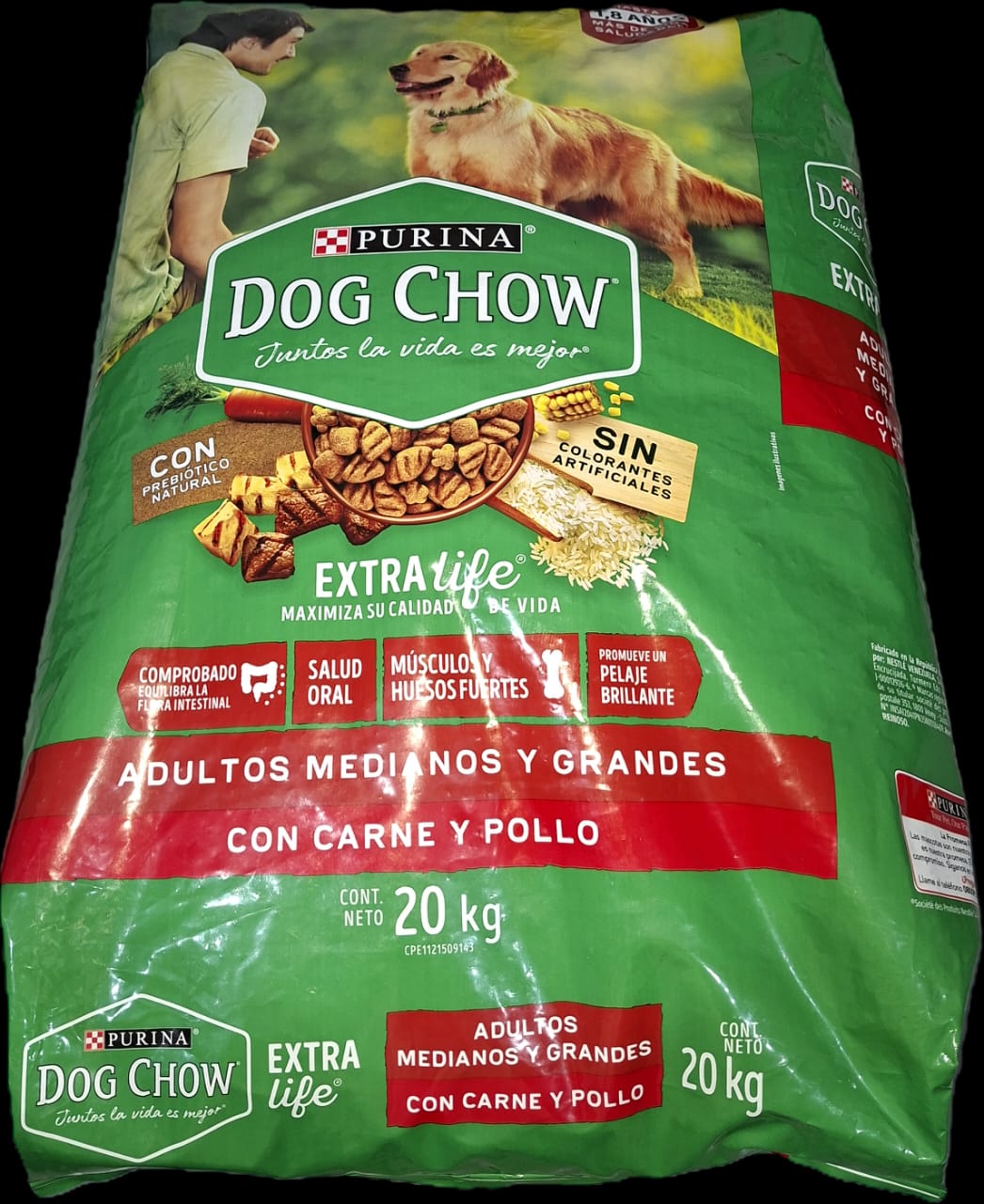 DOG CHOW 20 kg,  Medianos y Grandes Sabor a Carne y Pollo, PURINA
