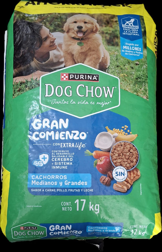 DOG CHOW 17 kg/GR, Gran Comienzo Cachorro Raza Mediana Grand, PURINA