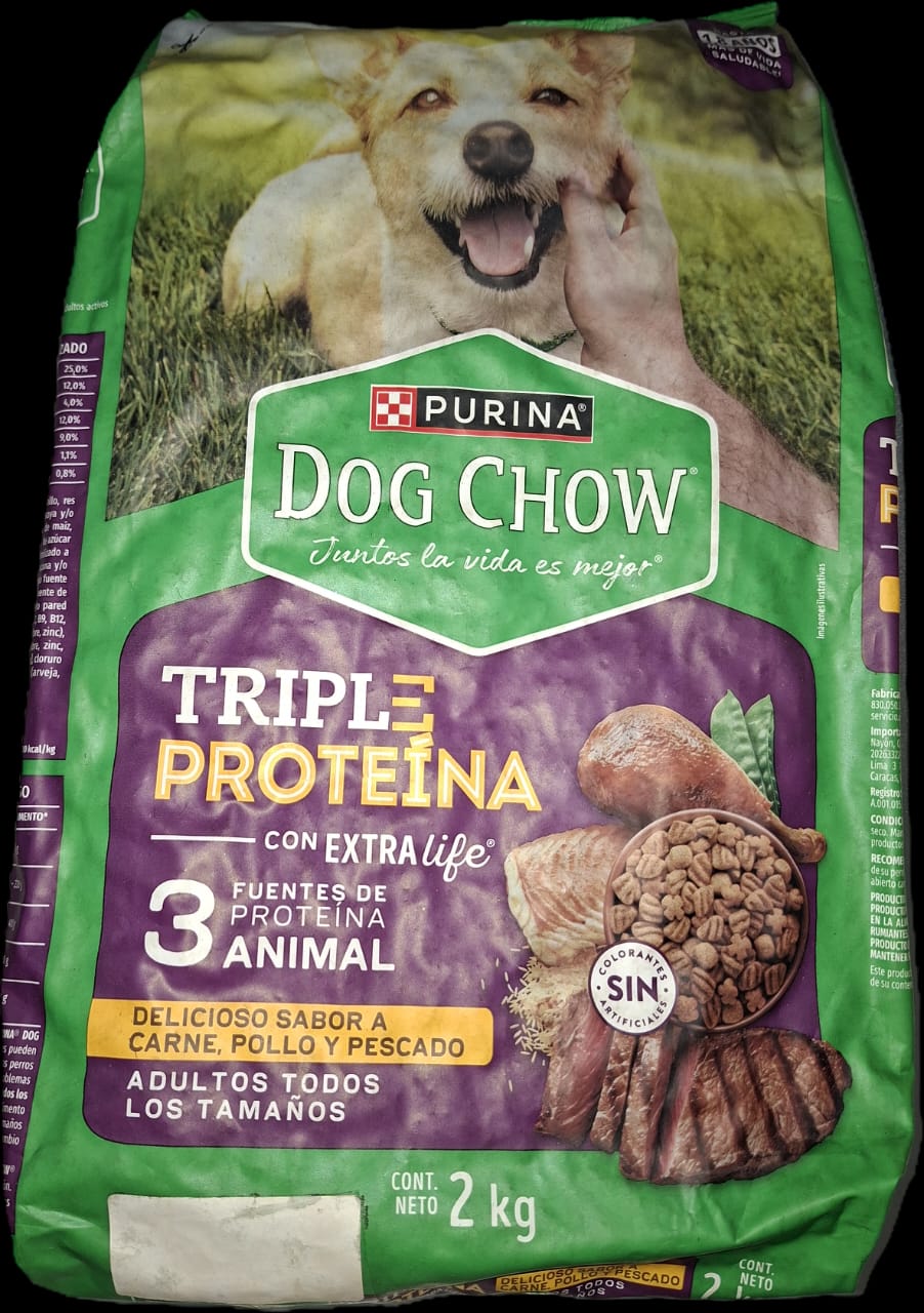 DOG CHOW 2 kg, Adultos Triple Proteina, PURINA