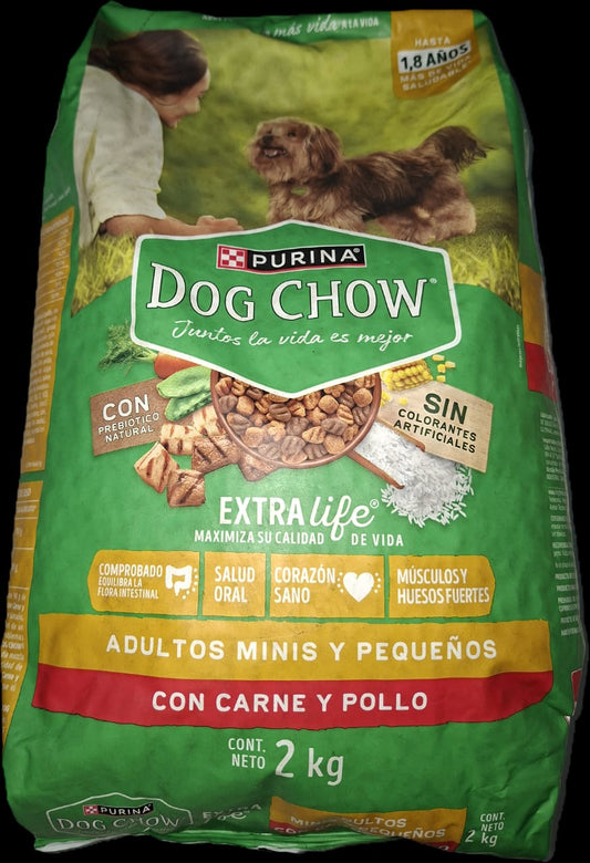 DOG CHOW 2 kg, ADULTOS MINIS y PEQUEÑOS, PURINA