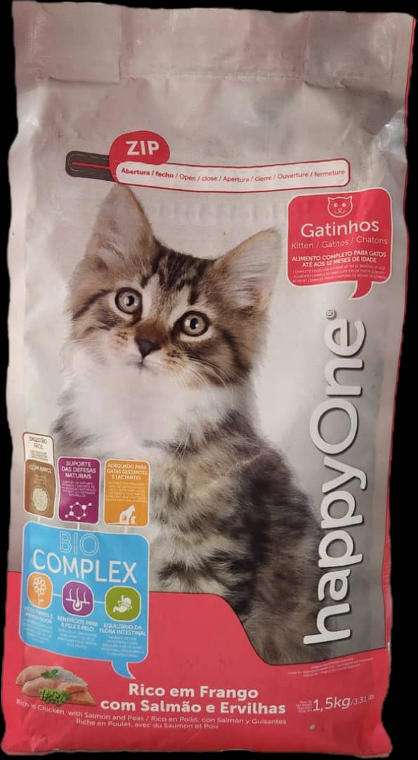 Happy One Gatitos,1,5 kg.€. Pollo, Salmon, Arroz y Guisante