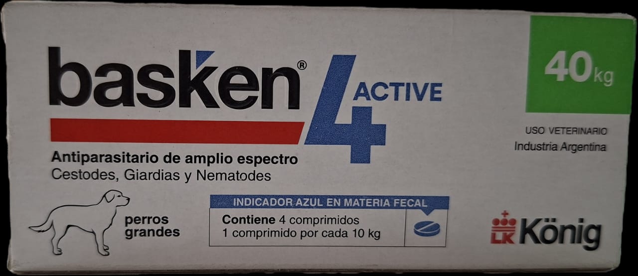 Basken Konig Antiparasitario Perros Grandes 40 kg Cont 4 Tab