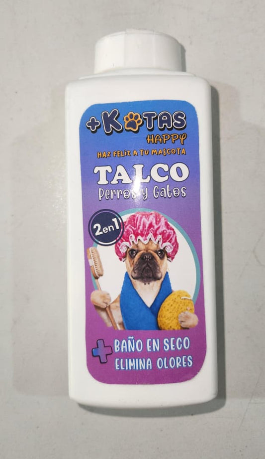 +Kotas Talco Baño Seco 2 en 1 para Caninos y Felinos Cont 225g