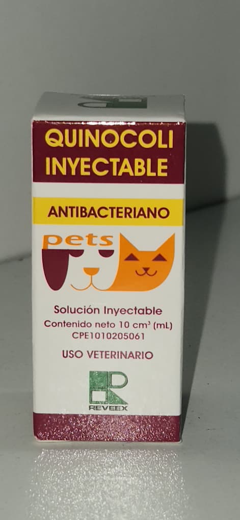 QUINOCOLI 10 ml REVEEX Inyectable Antibacteriano pet