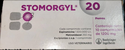 Stomorgyl 20 1200 mg Espiramicina, Metronidazol 10 Comprimido
