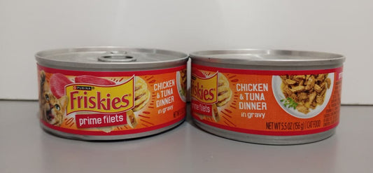 FRISKIES CHICKEN & TUNA DINNER IN GRAVY 156g$ PRIME FILETS