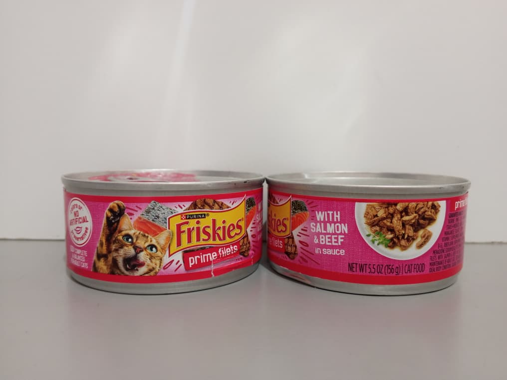 FRISKIES WITH SALMON & BEEF IN SAUCE 156g$ PRIME FILETS