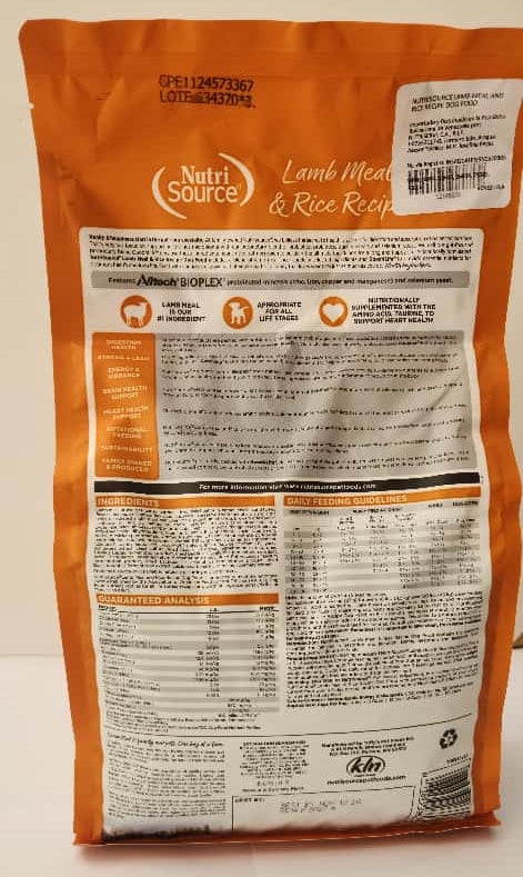 Nutri Source 1.8 kg Lamb Meal & Rice Recipe Perro Adulto