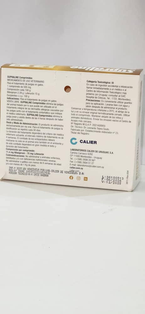 Antiparasitario Supraline Vía Oral Cont 1 Comprimido de 500 mg para Gatos