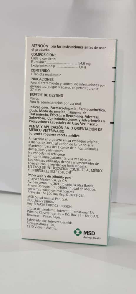 Bravecto 1M 10 a 20 Kg 200 mg