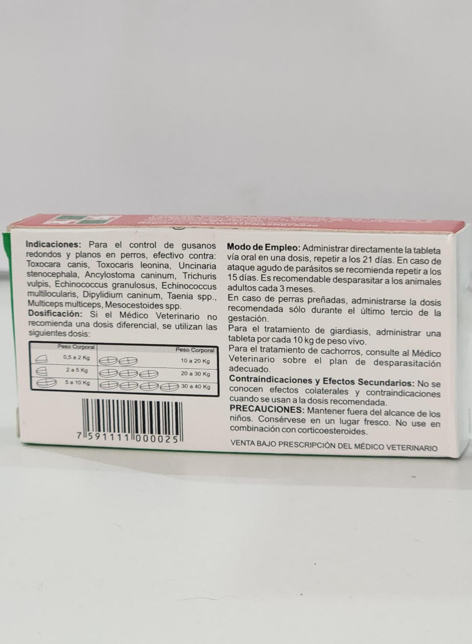 Dog Tab Plus Desparacitante Perro de 10 kg Cont 1  Tableta