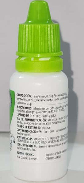 Oti-4 /15 ml, Antimicotico Antibacteriano, Dr Pets, Gotas Oticas $