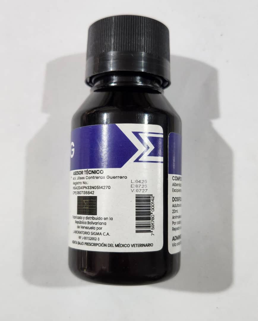 Albendasig 50 ml 2% Albendazol Vía Oral Desparasitante