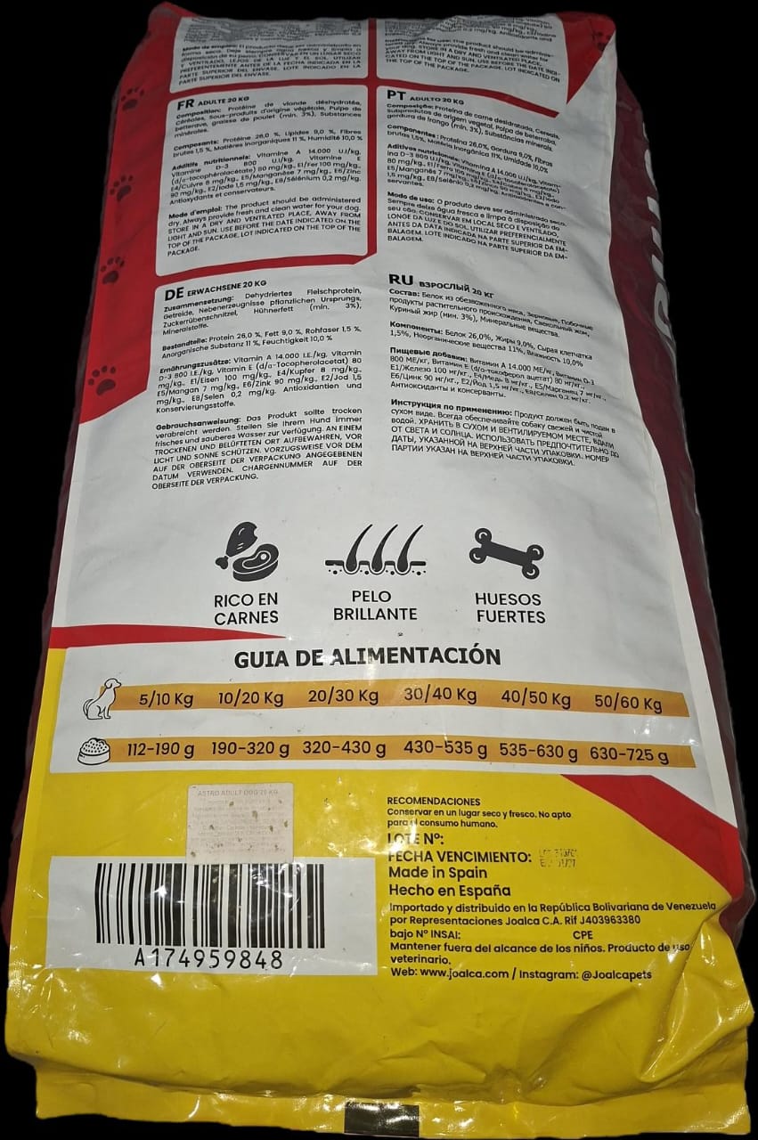 Astro Perros Adultos 20 kg Sabor a Carne