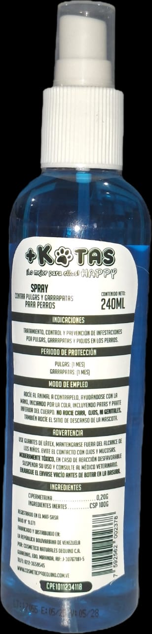 Spray +Kotas Antipulgas y Garrapatas Cont 240ml