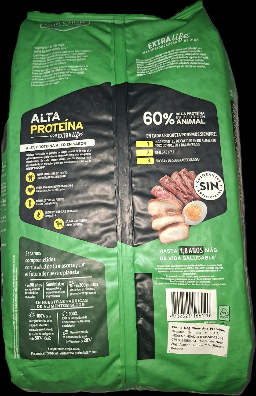 Purina Dow Chow Alta Proteina Perros Adulta Cont 2 kg