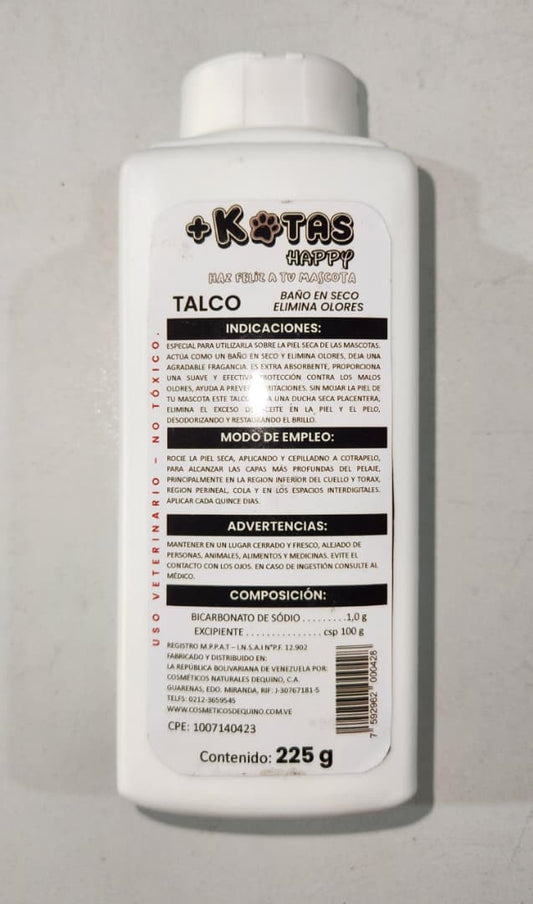 +Kotas Talco Baño Seco 2 en 1 para Caninos y Felinos Cont 225g