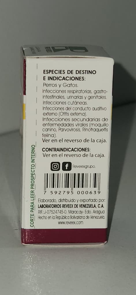 QUINOCOLI 10 ml REVEEX Inyectable Antibacteriano pet