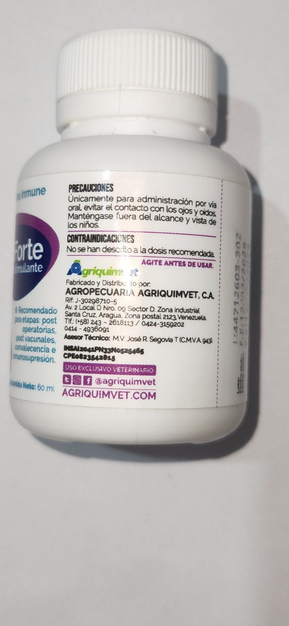 LisoForte 60 ml Agriquinvet Inmunoestimulante Caninos y Felinos