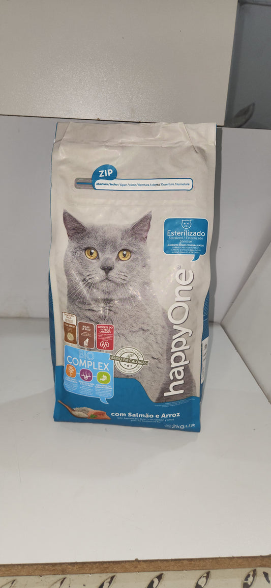 HAPPY ONE ESTERILIZADOS 2 kg. €. RICO EN SALMÓN