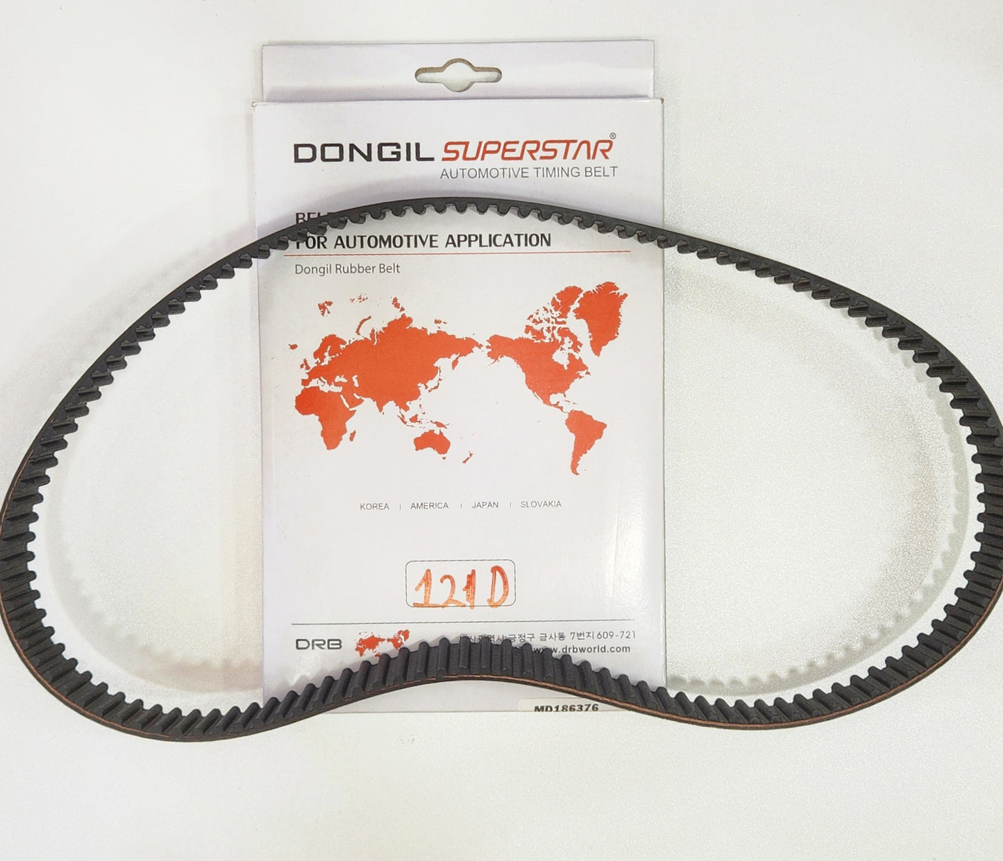 MD186376 CORREA DE TIEMPO DENTADA MITSUBISHI LANCER 2.0LTS 4G94 02 - 07 / TOURING; CON 121 DIENTES Y 29 MM DE ANCHO
