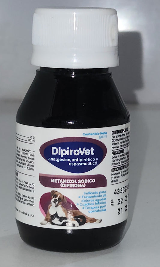 DipiroVet Analgesico, Antipiretico y Espasmolitico Canino y Felinos 50 ml