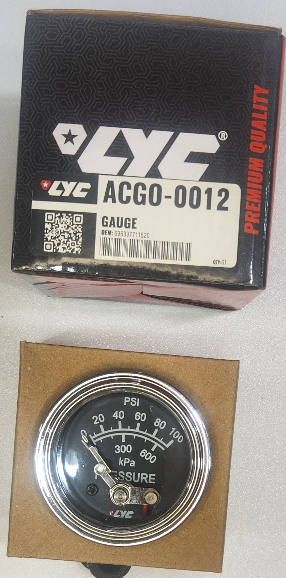 ACGO-0012 RELOJ PRESION ACEITE MECÁNICO 0-100 TIPO MURPHY 2 AGUJAS CON PUNTO Y APAGADO - LYC SIN VALVULA DE PRESIÓN