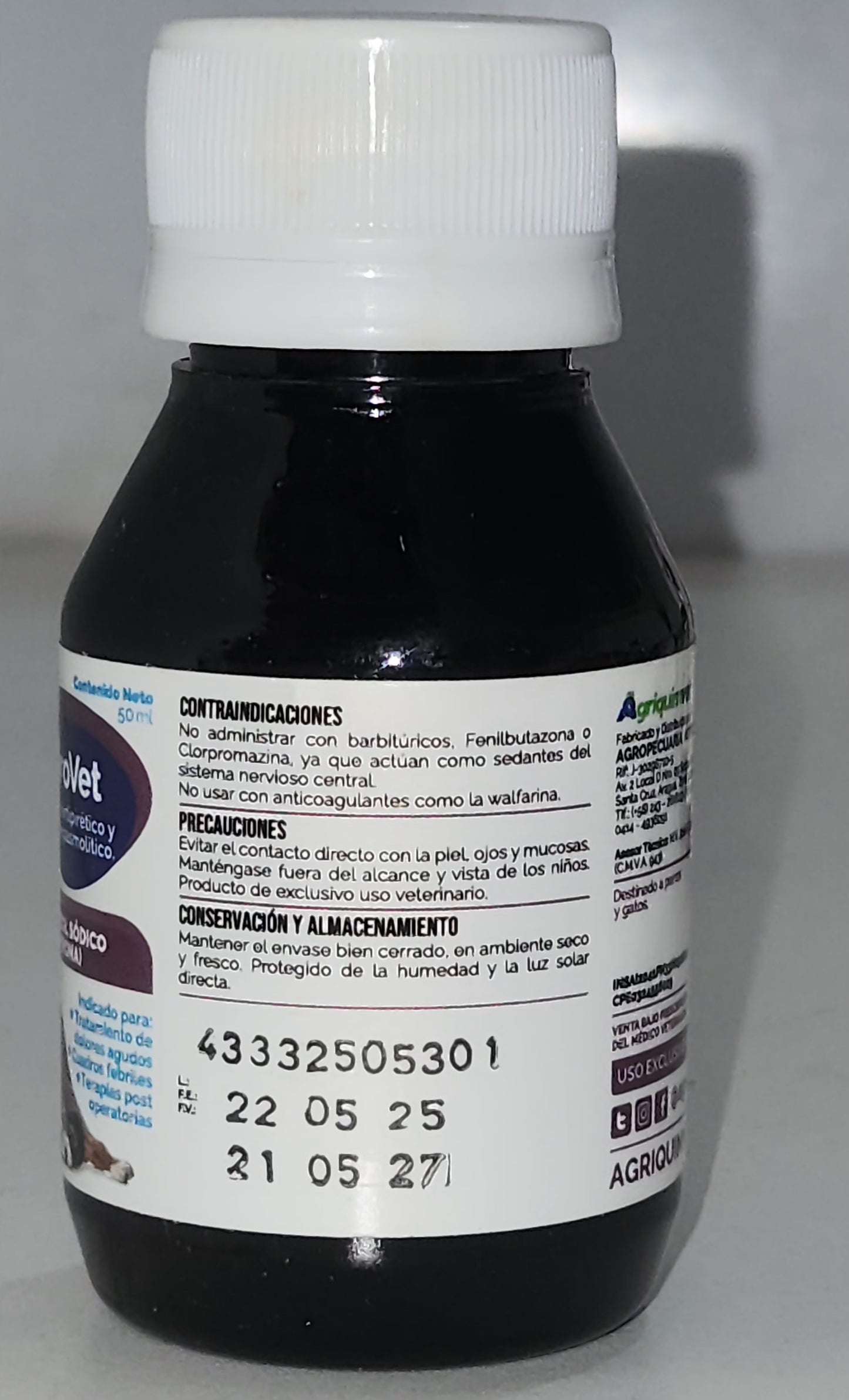 DipiroVet Analgesico, Antipiretico y Espasmolitico Canino y Felinos 50 ml