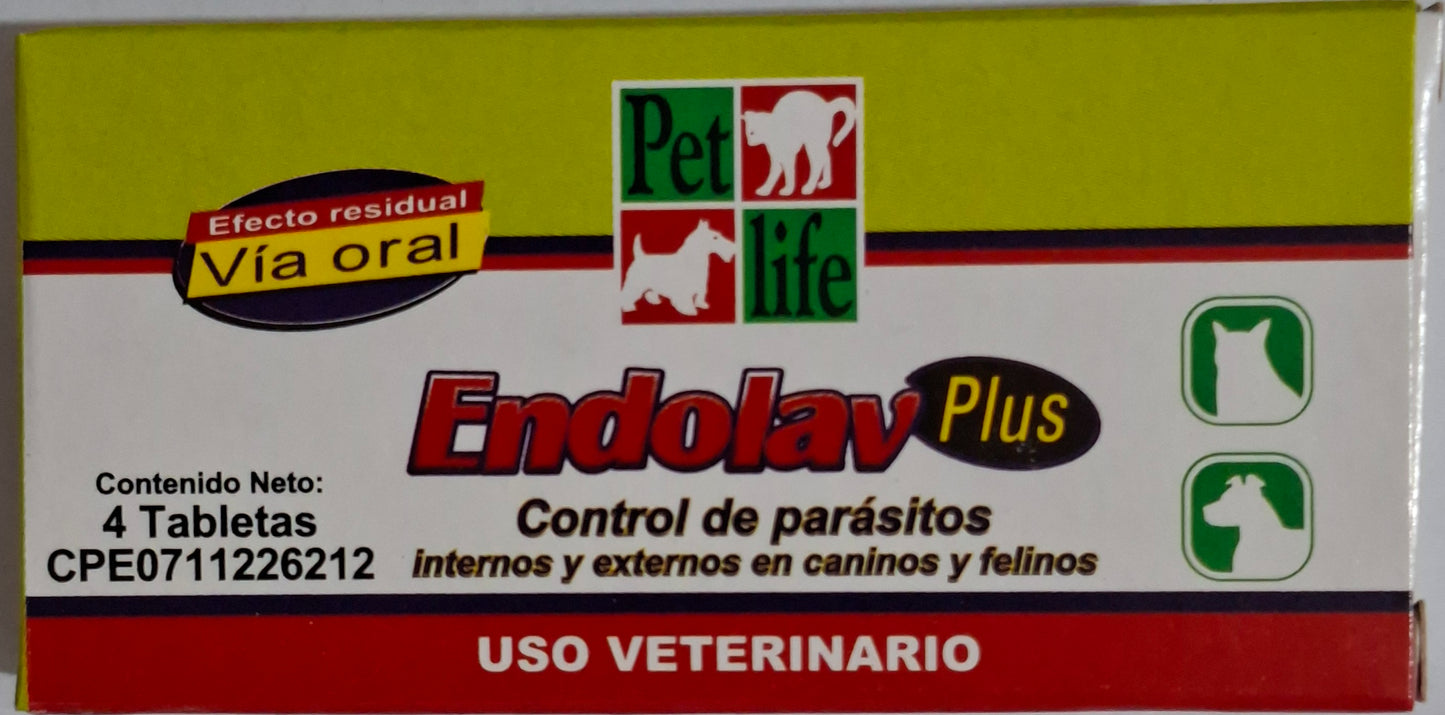 ENDOLAV PLUS 4 TABLETAS PET LIFE