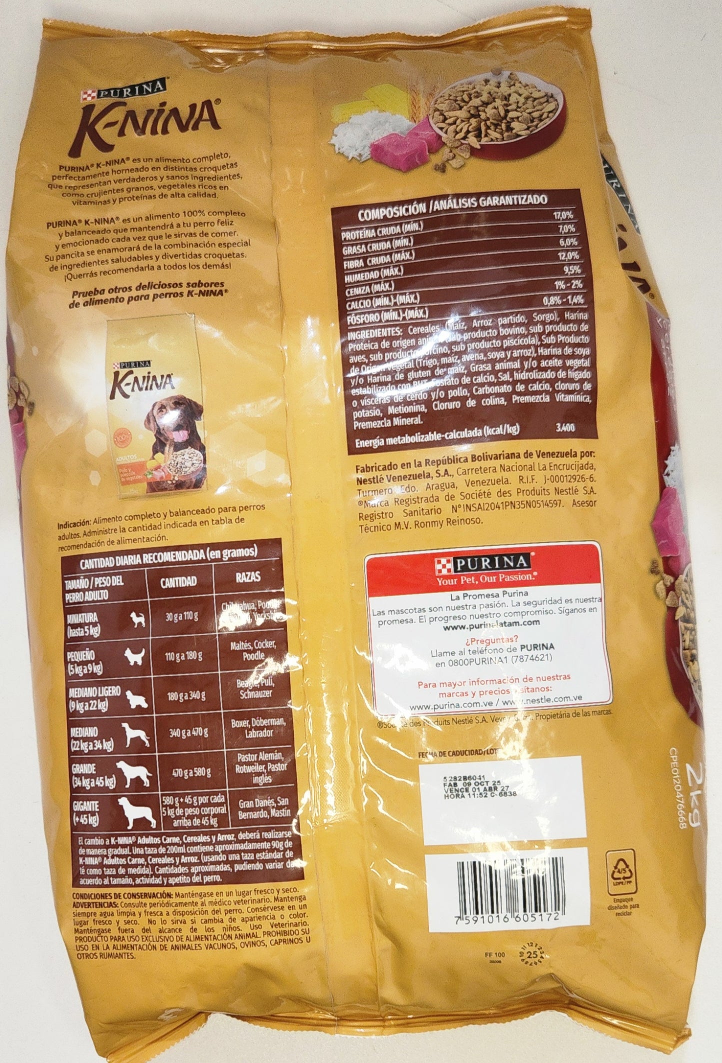 K-NINA 2 kg, Carne Cereales y Arroz, Adulto, PURINA