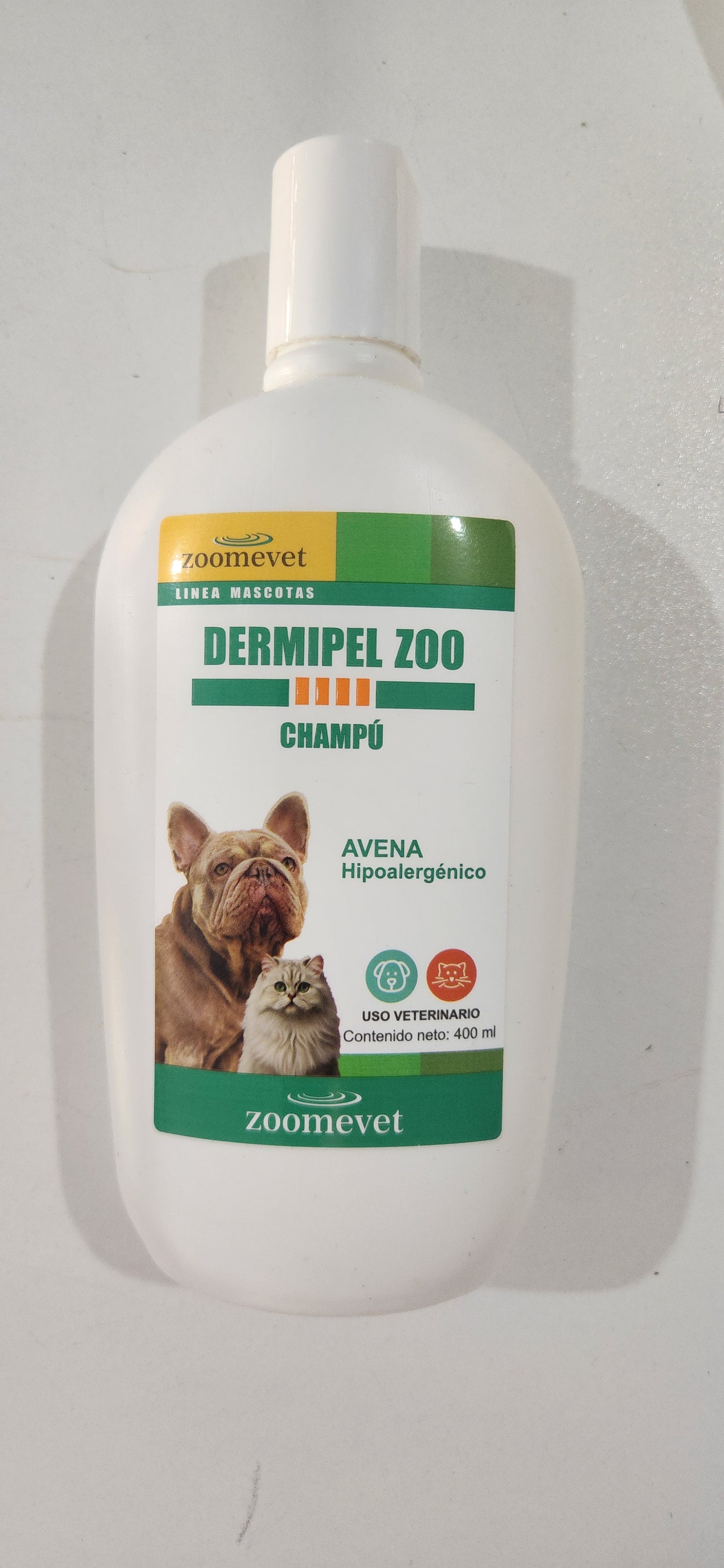 Dermipel Zoo Champu de Avena Hipoalergenico para Caninos y Felinos Cont 400 ml