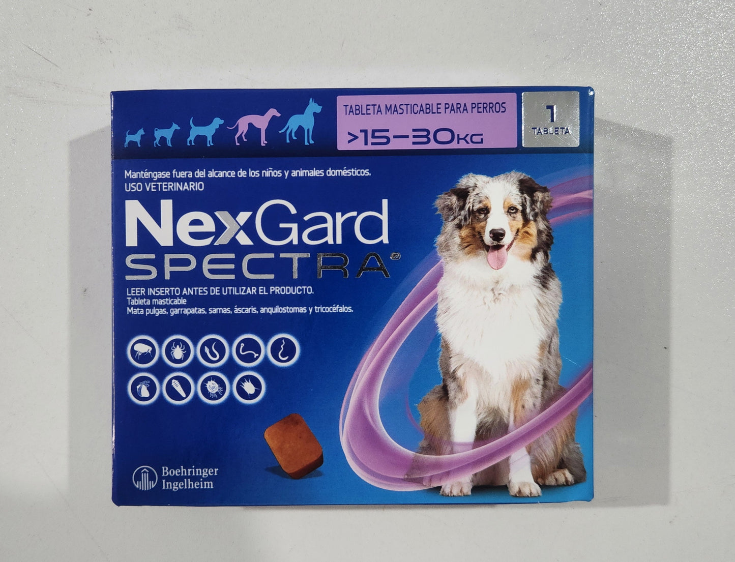 NexGard Spectra Desparasitante para Caninos 15-30 kg Cont 1 Tableta