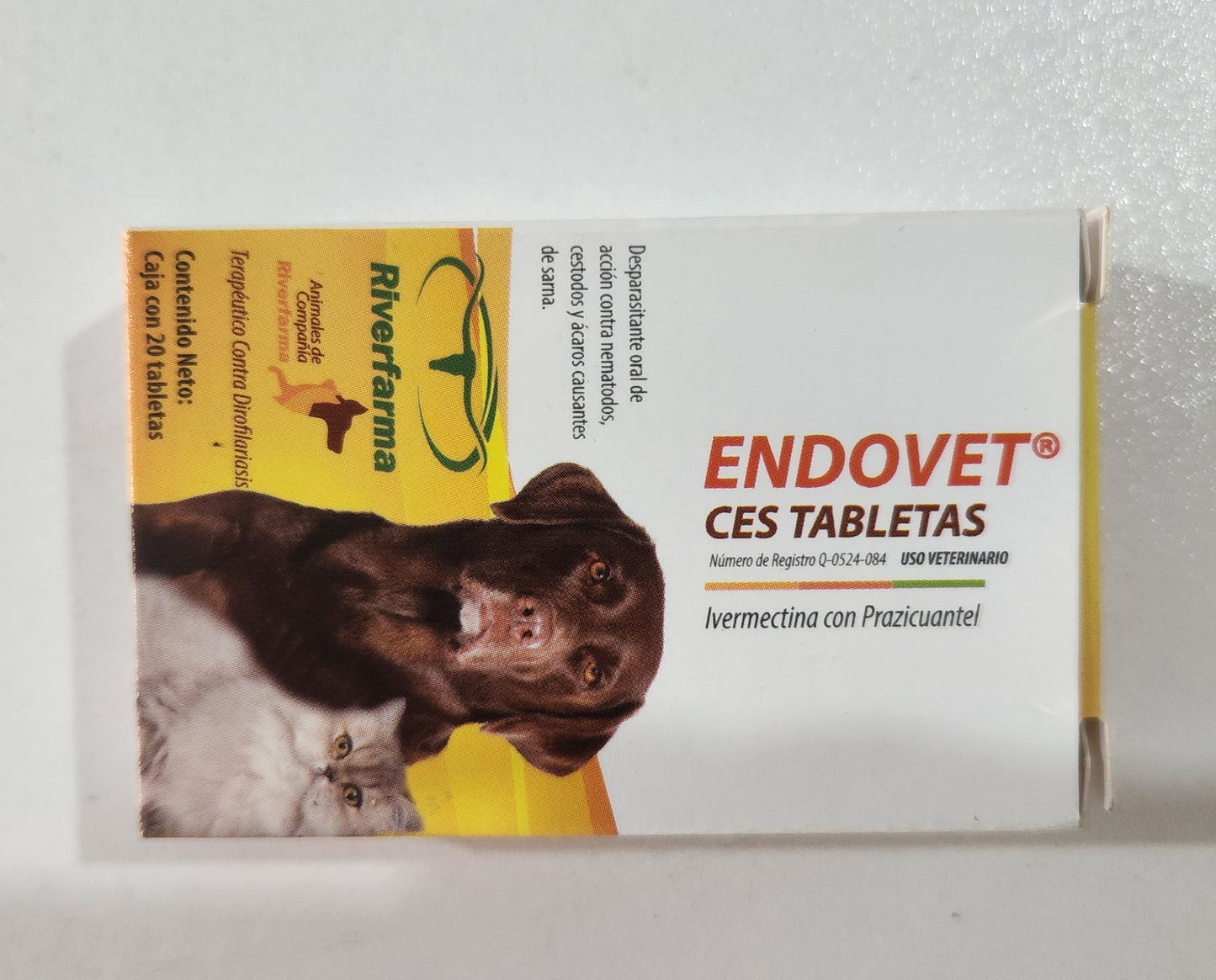 Endovet Desparasitante para Caninos y Felinos Cont Caja con 20 tabletas
